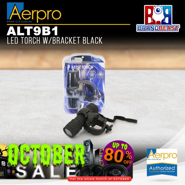 Aerpro ALT9B1 Black 9 LED Torch with Bracket
