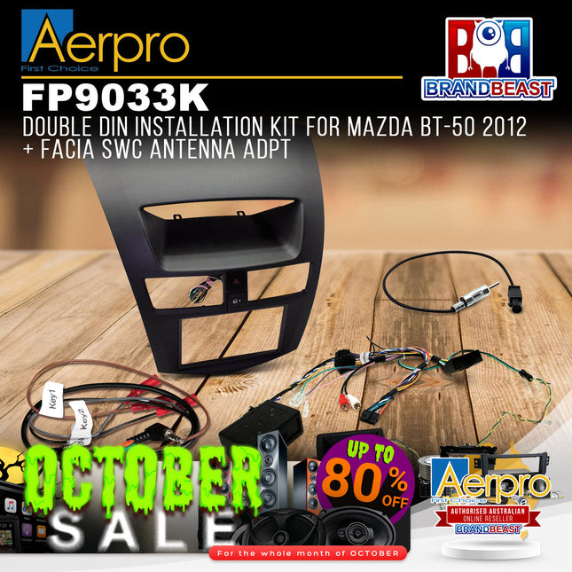 Aerpro FP9033K Double DIN Black Install Kit Suit Mazda BT-50 2012 - 2018