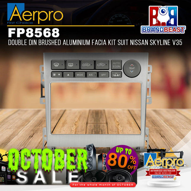 Aerpro FP8568 Double DIN Brushed Aluminium Facia Kit Suit Nissan Skyline V35