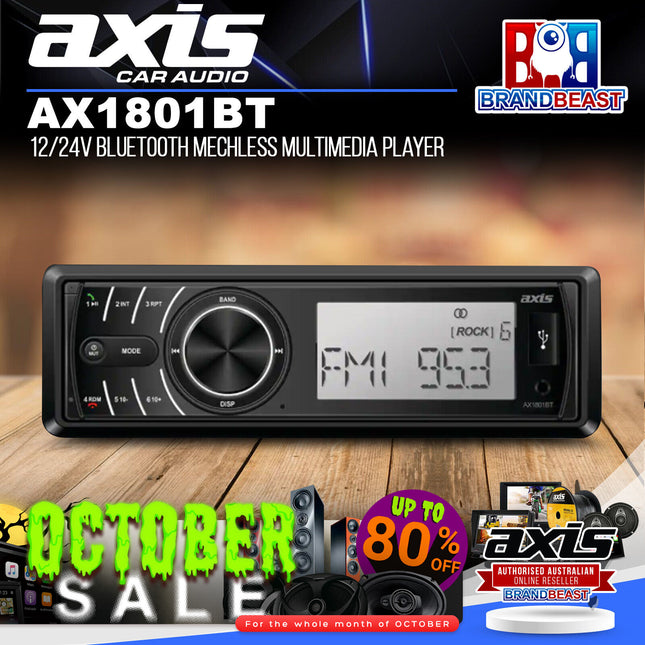 Axis AX1801BT 12/24V Bluetooth Mechless Multimedia Player