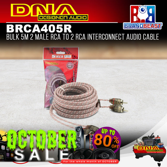 DNA BRCA405R Bulk 5.0 Metre 2 To 2 RCA Cable - Red