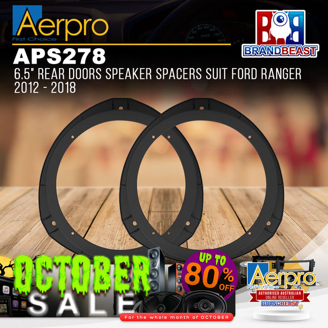 Aerpro APS278 6.5" Rear Doors Speaker Spacers Suit Ford Ranger 2012 - 2018