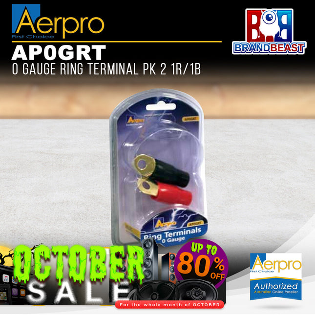 Aerpro AP0GRT 0 Gauge Red/Black Ring Terminal - 2 Pieces