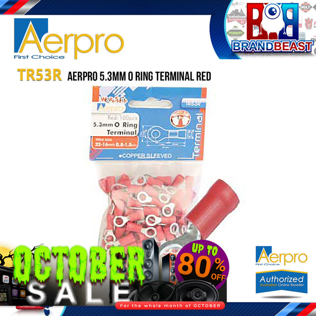 Aerpro TR53R 5.3mm Red O Ring Terminals