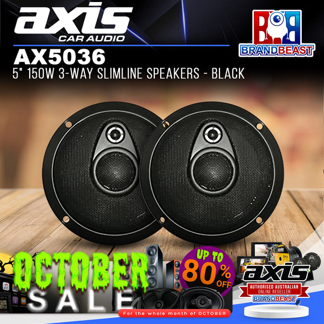 Axis AX5036 150W 5" 3-Way Slimline Speakers - Black
