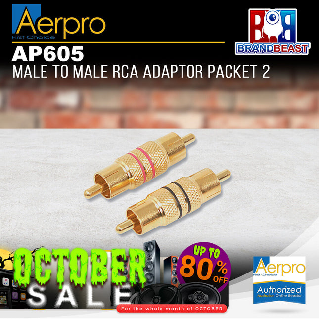 Aerpro AP605 Male to Male RCA Adaptor - 2 Pieces