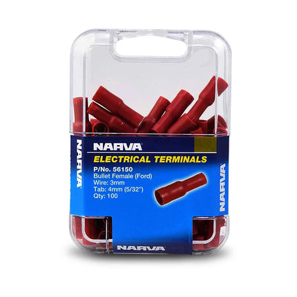 Narva 56150 4.0MM Female Bullet Terminal Red (100 Pack)