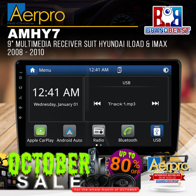 Aerpro AMHY7 9" Multimedia Receiver Suit Hyundai iLoad & iMax 2008 - 2010