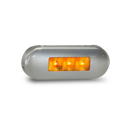 LED Autolamps 86AAM 12/24V Side Marker Amber Lens Coloured LEDs Stainless Steel Bezel