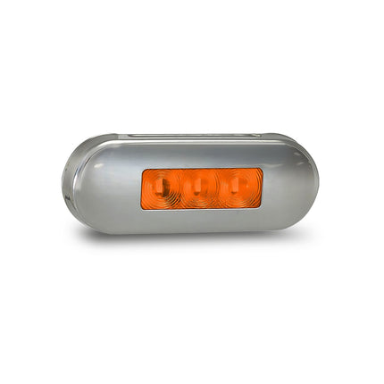 LED Autolamps 86AAM 12/24V Side Marker Amber Lens Coloured LEDs Stainless Steel Bezel