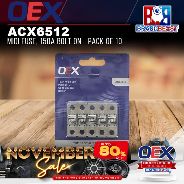 OEX ACX6512 Midi Fuse, 150A Bolt On - Pack of 10