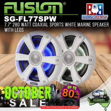 Fusion SG-FL77SPW - 7.7" 280 WATT Coaxial Sports White Marine Speaker with LEDs