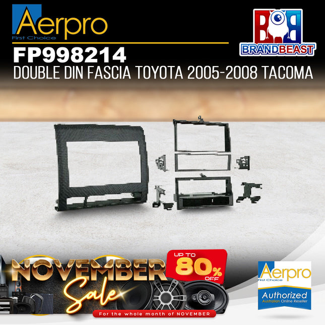 Aerpro FP998214 Single/Double DIN Black Facia Kit Suit Toyota Tacoma 2005 - 2008