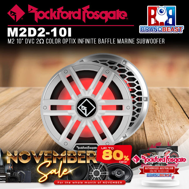 Rockford Fosgate M2D2-10I M2 10" DVC 2Œ© Color Optix Infinite Baffle Marine Subwoofer