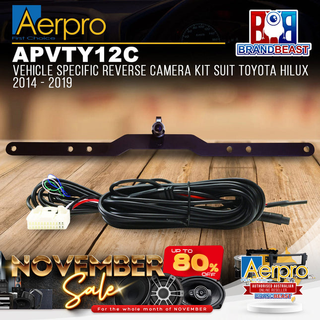 Aerpro APVTY12C Vehicle Specific Reverse Camera Kit Suit Toyota Hilux 2014 - 2019
