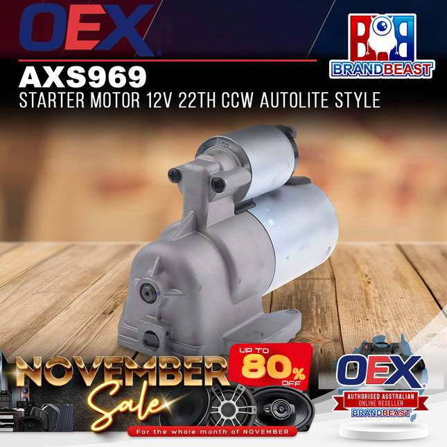 OEX AXS969 Starter Motor 12V 22Th CCW Autolite Style
