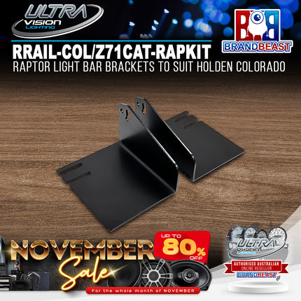 Ultra Vision Lighting RRAIL-COL/Z71CAT-RAPKIT Raptor Light Bar Brackets to suit Holden Colorado