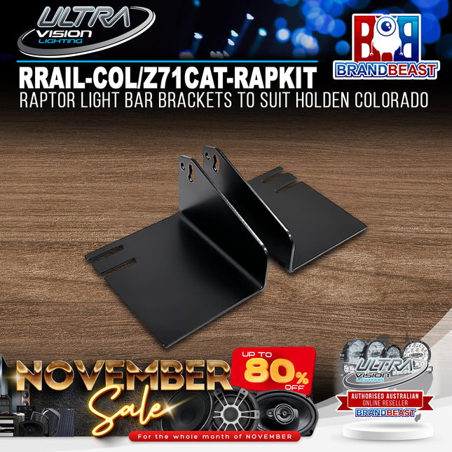 Ultra Vision Lighting RRAIL-COL/Z71CAT-RAPKIT Raptor Light Bar Brackets to suit Holden Colorado