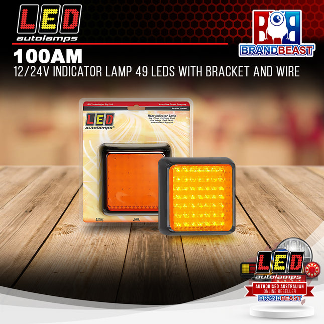 LED Autolamps 100AM 12/24V Indicator Lamp 49 LEDs With Bracket And Wire
