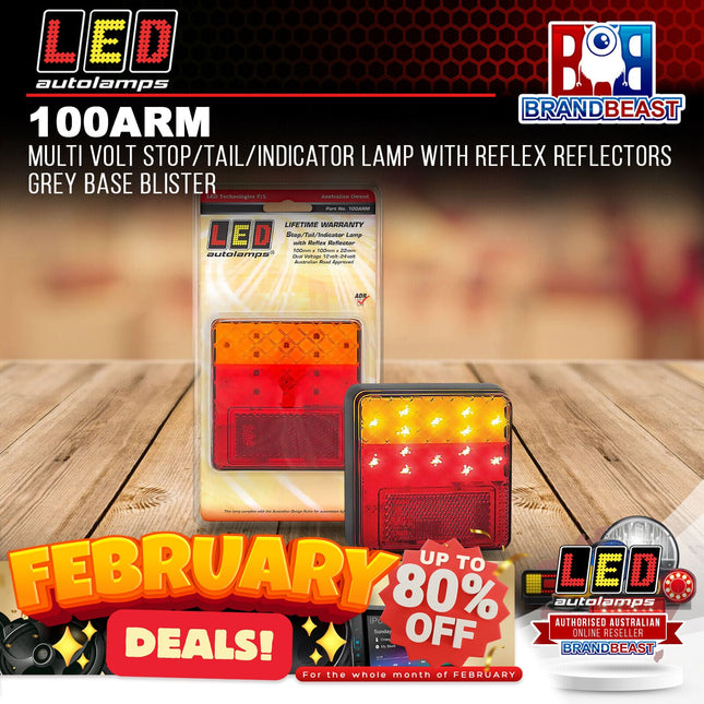 LED Autolamps 100ARM Multi Volt Stop/Tail/Indicator Lamp With Reflex Reflectors