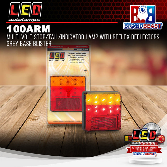 LED Autolamps 100ARM Multi Volt Stop/Tail/Indicator Lamp With Reflex Reflectors