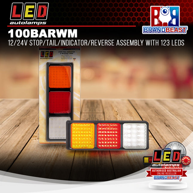 LED Autolamps 100BARWM 12/24V Stop/Tail/Indicator/Reverse Assembly With 123 LEDs