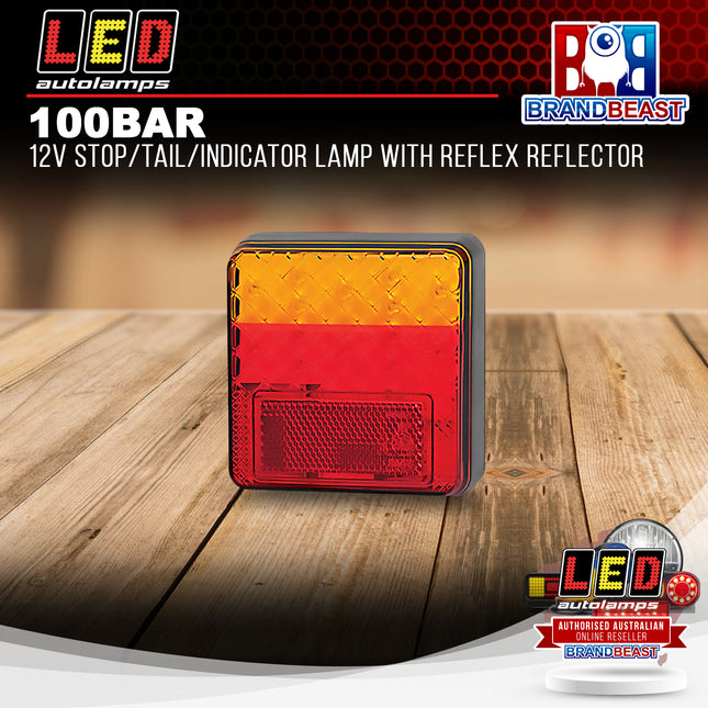 LED Autolamps 100BAR 12V Stop/Tail/Indicator Lamp With Reflex Reflector