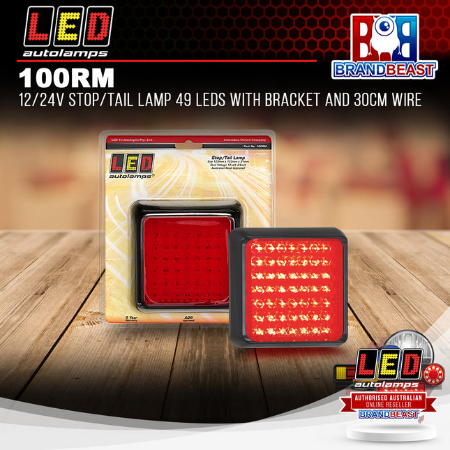 LED Autolamps 100RM 12/24V Stop/Tail Lamp 49 LEDs With Bracket And 30cm Wire