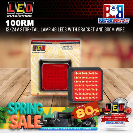LED Autolamps 100RM 12/24V Stop/Tail Lamp 49 LEDs With Bracket And 30cm Wire