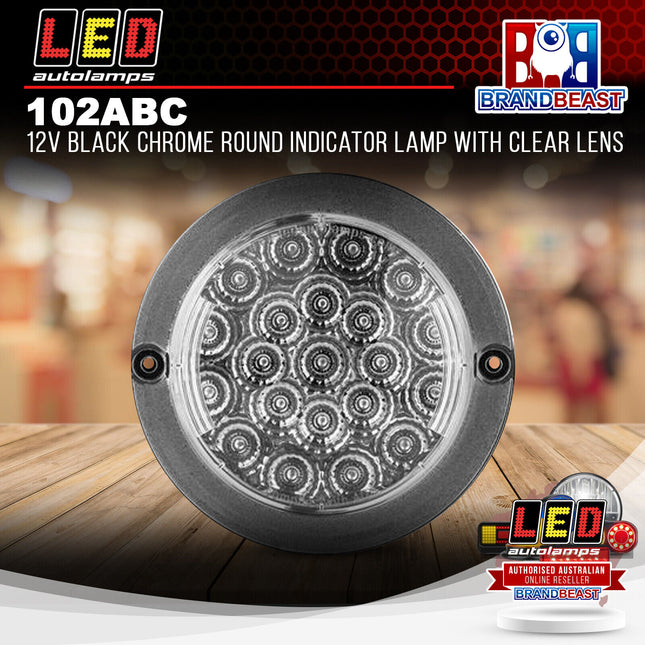 LED Autolamps 102ABC 12V Black Chrome Round Indicator Lamp With Clear Lens