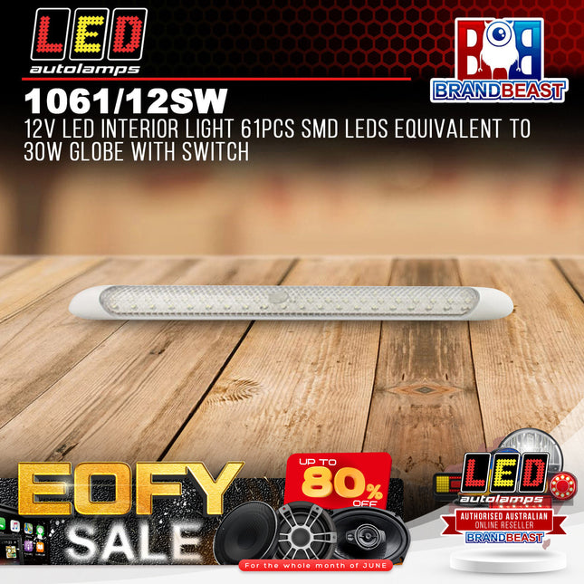 LED Autolamps 1061/12SW 12V LED Interior Light 61PCS SMD LEDs Equivalent To 30W Globe With Switch