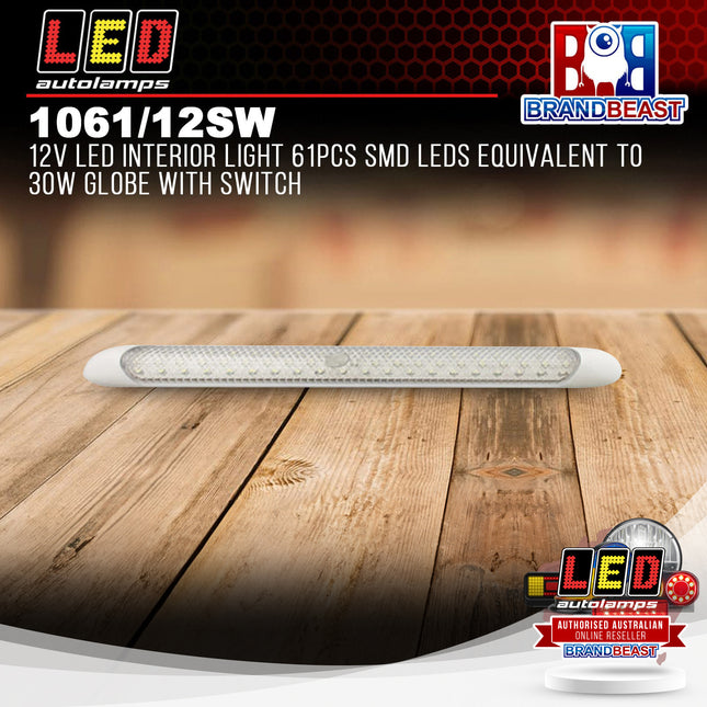 LED Autolamps 1061/12SW 12V LED Interior Light 61PCS SMD LEDs 30W Globe Switch