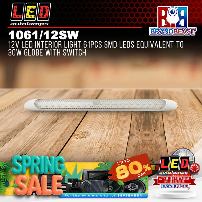 LED Autolamps 1061/12SW 12V LED Interior Light 61PCS SMD LEDs 30W Globe Switch
