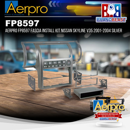 Aerpro FP8597 Fascia Install Kit Nissan Skyline V35 2001-2004 Silver