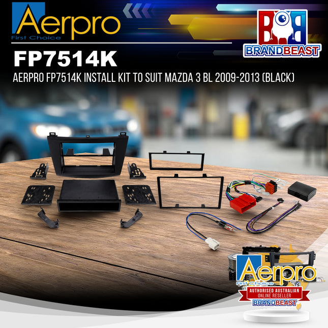 Aerpro P7514K Install Kit to Suit Mazda 3 BL 2009-2013 (Black)