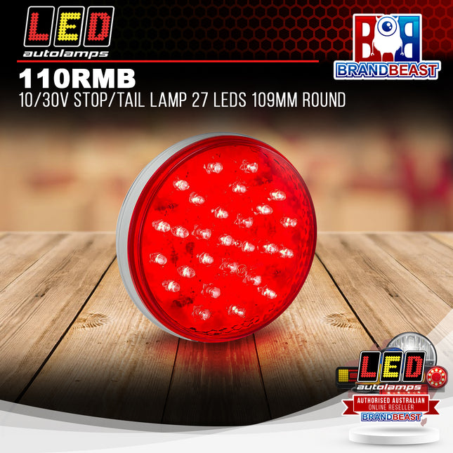 LED Autolamps 110RMB 10/30V Stop/Tail Lamp 27 LEDs 109mm Round