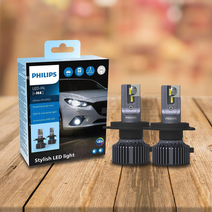 Philips 11342U3022X2 H4 LED Headlight Globes 12/24V Pair Ultinon Pro3022
