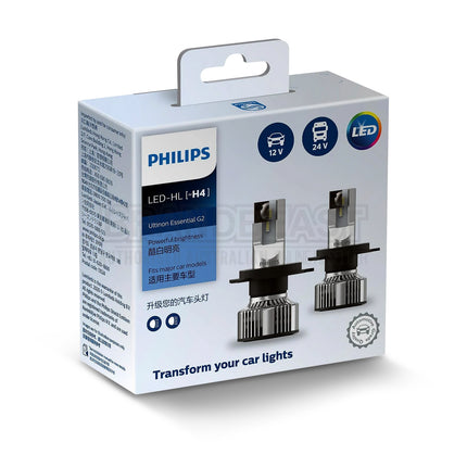 PHILIPS 11342UE2X2 H4 12/24V Ultinon Essential LED Headlight Bulb - Pair