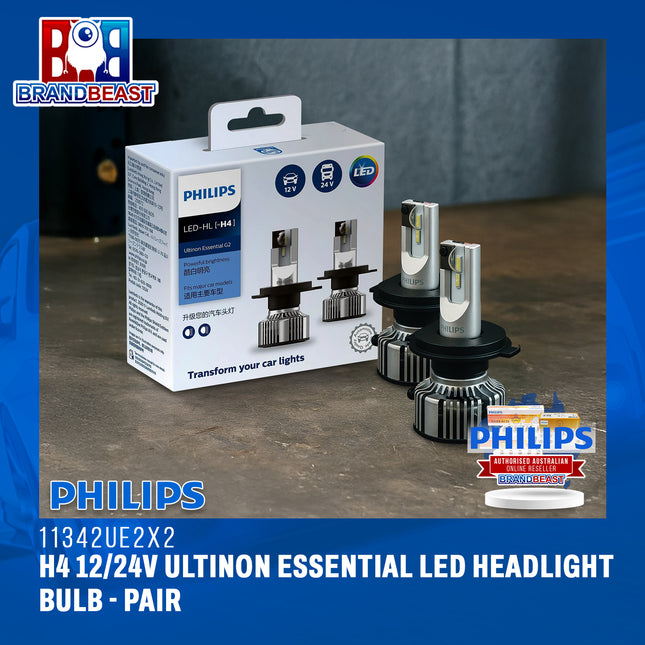 PHILIPS 11342UE2X2 H4 12/24V Ultinon Essential LED Headlight Bulb - Pair