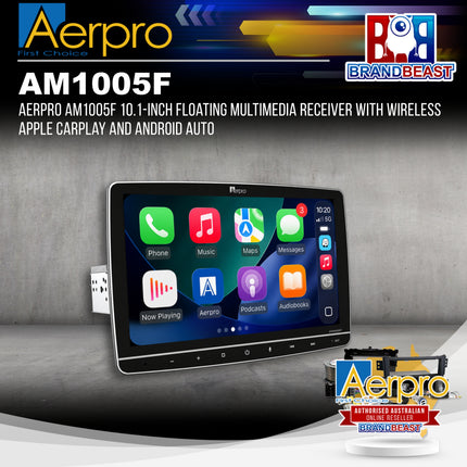 AERPRO AM1005F 10.1-Inch Floating Multimedia Receiver with Wireless Apple CarPlay and Android Auto