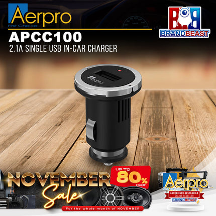 Aerpro APCC100 2.1A Single USB In-Car Charger