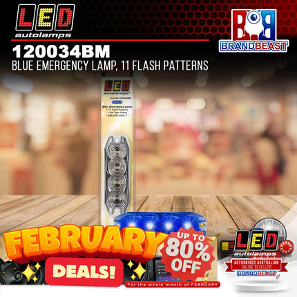 LED Autolamps 120034BM Blue Emergency Lamp, 11 Flash Patterns