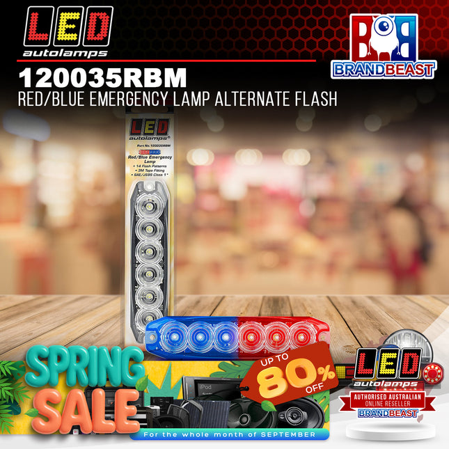 LED Autolamps 120035RBM Red/Blue Emergency Lamp Alternate Flash