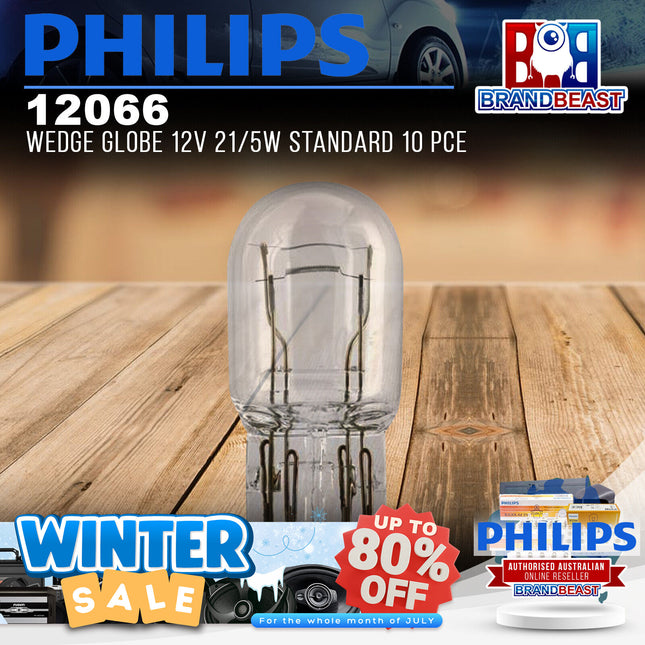 PHILIPS 12066 Wedge Globe 12V 21/5W Standard 10 Pce