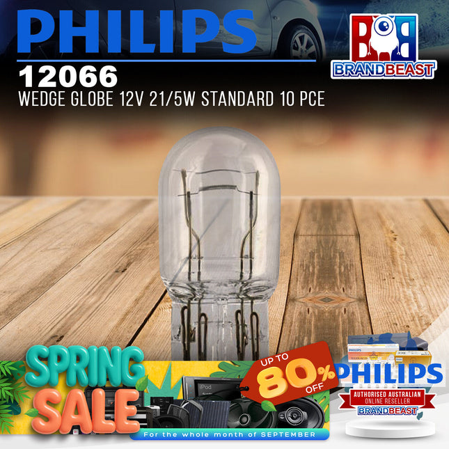 PHILIPS 12066 Wedge Globe 12V 21/5W Standard 10 Pce