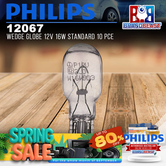 PHILIPS 12067 Wedge Globe 12V 16W Standard 10 Pce