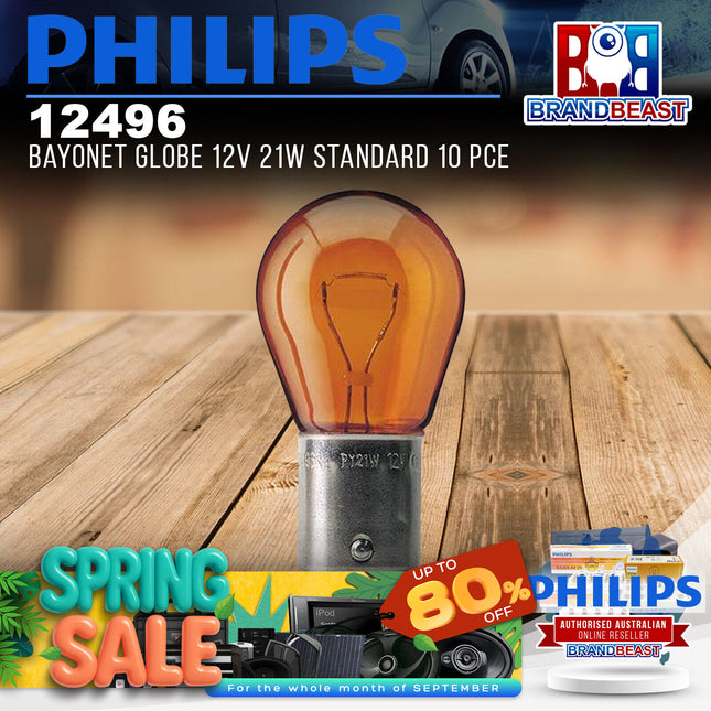PHILIPS 12496 Bayonet Globe 12V 21W Standard 10 Pce