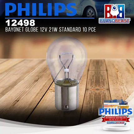 PHILIPS 12498 Bayonet Globe 12V 21W Standard 10 Pce