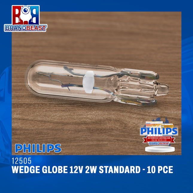 PHILIPS 12505 Wedge Globe 12V 2W Standard - 10 Pce