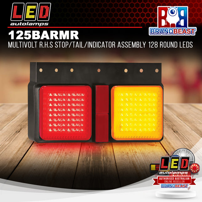 LED Autolamps 125BARMR MultiVolt RHS Stop/Tail/Indicator Assembly 128 Round LEDS